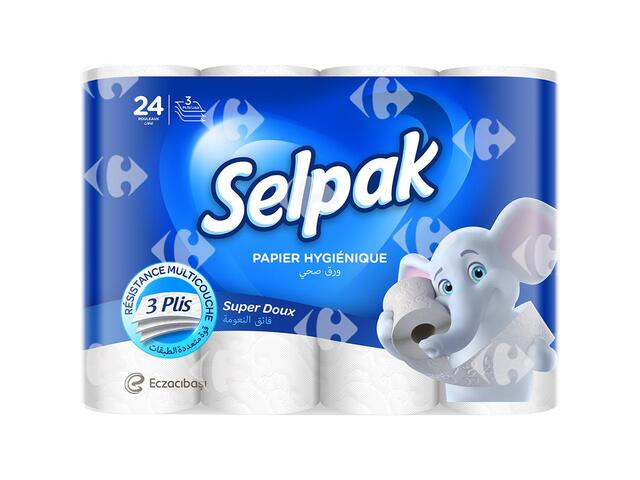 Papier Hygiénique 3 Plis Super Soft Selpak 24 rouleaux.