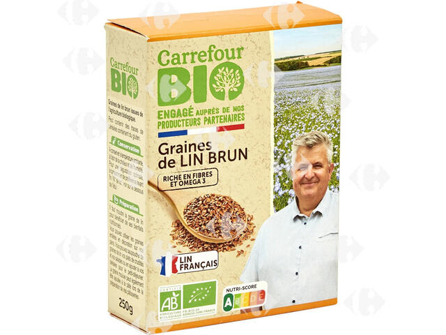 Paquet Graines de Lin Brun Bio Carrefour Bio 250g.