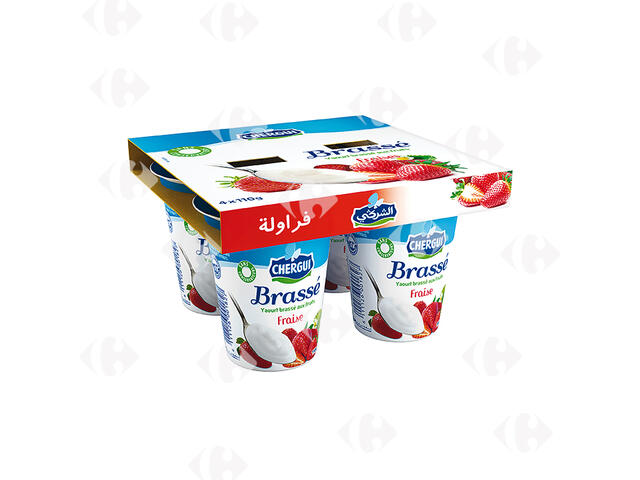 Pack Yaourt à La Cuillère Brassé Fraise Chergui 110g 4 unités