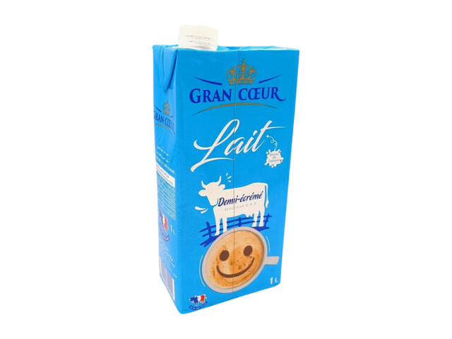 Lait UHT Demi-Ecrémé Gran Coeur 1L.