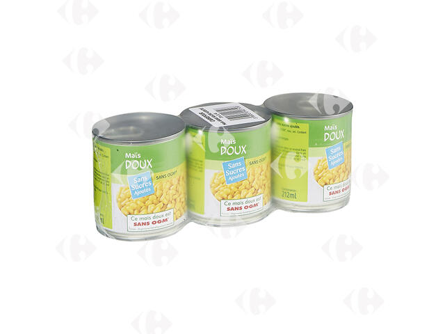 Pack de 3 Conserves de Maïs Sans Sucre Ajouté Carrefour 3x212ml