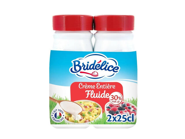 Crème Fraiche UHT Entière Fluid 30% Mg Bridelice 2x25cl.