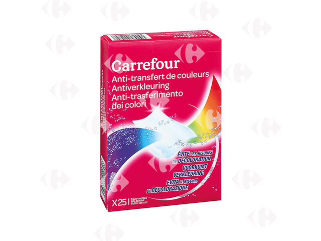 Lingettes Anti Transfert de Couleur Carrefour 24 feuilles