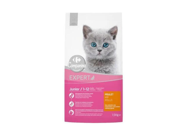 Croquettes pour Chat Junior au Poulet Carrefour Companino 1,5kg