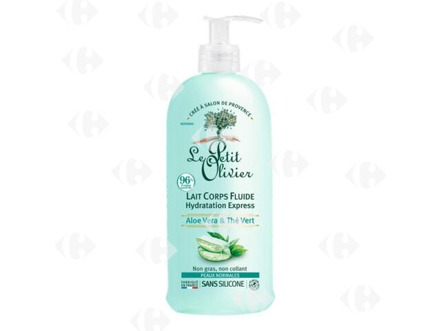 Lait Corps Fluide Aloe Vera & Thé Vert Hydratation Express Peaux Normales Le Petit Olivier 250ml.