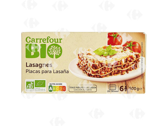 Lasagnes Bio Carrefour Bio 500g.