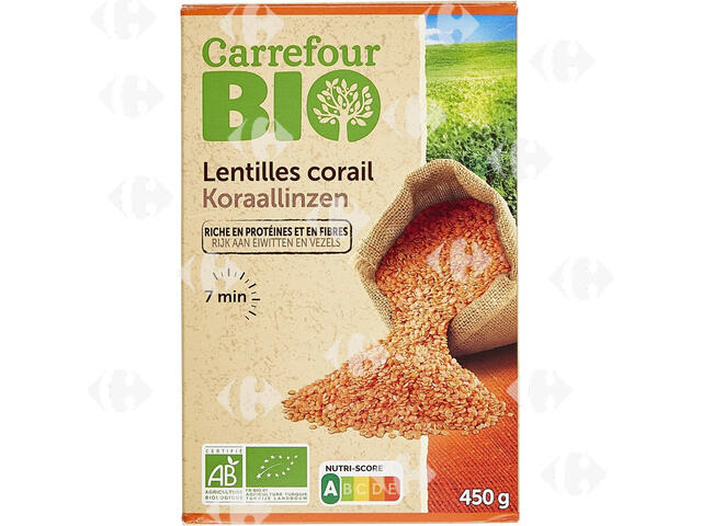 Lentilles Corail Carrefour Bio 450g