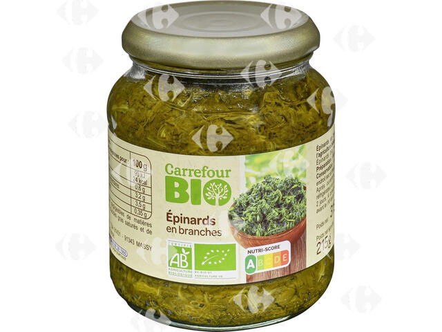 Épinard Bio en Branches Carrefour Bio 315g.