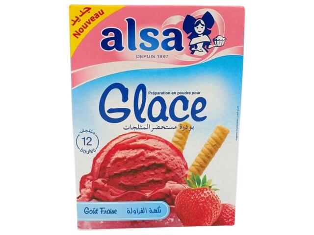 Crème Glacée Fraise à Préparer Alsa 100g.