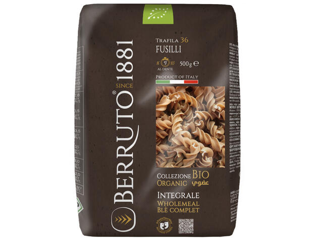 Pâtes Blé Complet Fusilli N°36 Bio Arrighi 500g.