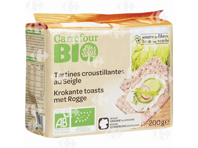 Tartines Bio Croustillantes au Seigle Carrefour Bio 200g.