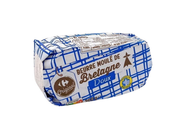 Beurre Doux de Bretagne Moulé Carrefour 500g.