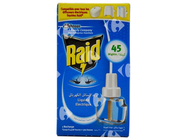 Recharge Liquide Insecticite Antivolant Raid 45 Nuits.
