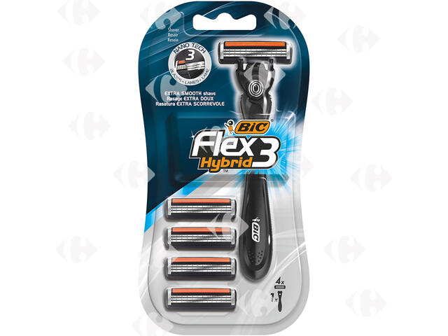 Rasoir Système Flex 3 Hybrid + 4 Recharges Bic.