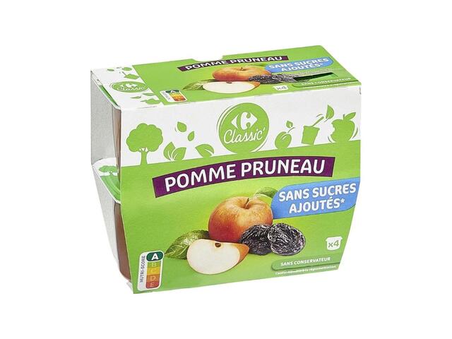 Compotes Pomme Pruneau Sans Sucres Carrefour Classic 4x100g