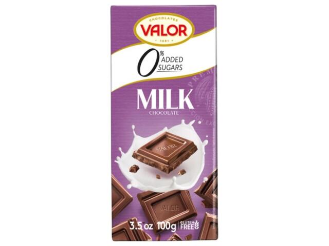 Tablette Chocolat au Lait Sans Sucre Valor 100g