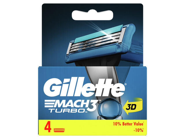 Recharges de lames de rasoir Mach 3 Turbo Gillette 4 unités