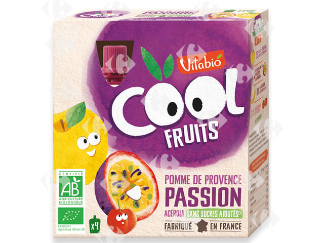 Gourde Cool Fruits Pomme Passion Bio Vitabio 4x90g.