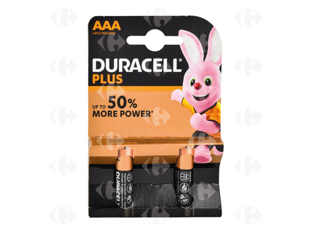 Piles AAA Plus Power Duracell 2 unités.