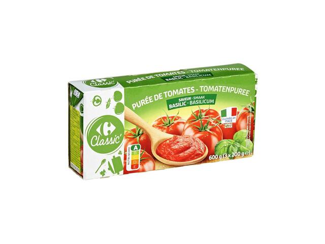 Purée de Tomates Saveur Basilic Carrefour 3 unités de 200g.