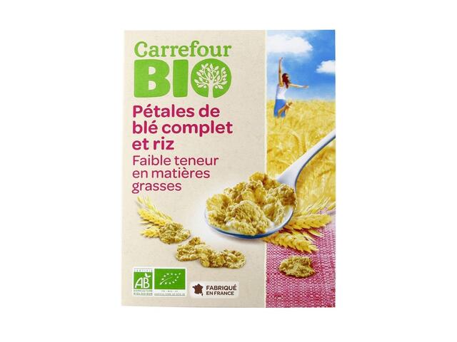 Céréales Pétales de Blé Complet et Riz Carrefour Bio 300g