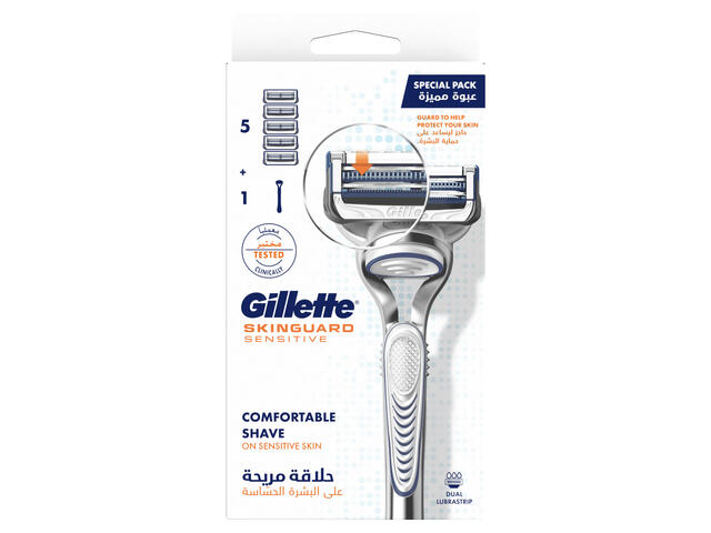 Rasoir Gillette Skinguard sensitive 2 lames + 4 recharges.