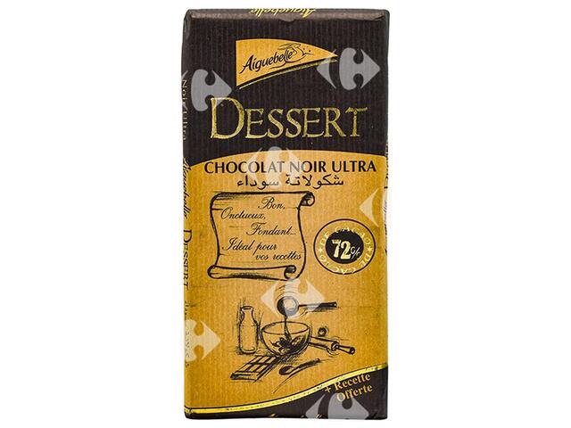 Tablette Chocolat Pâtissier Dessert Noir 72% Cacao Aiguebelle 175g.