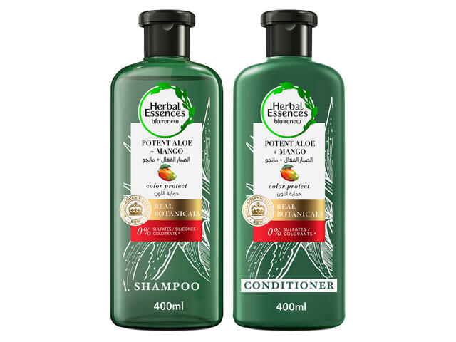 Shampoing + Après Shampooing Potent Aloe / Mangue Herbal Essences 400ml