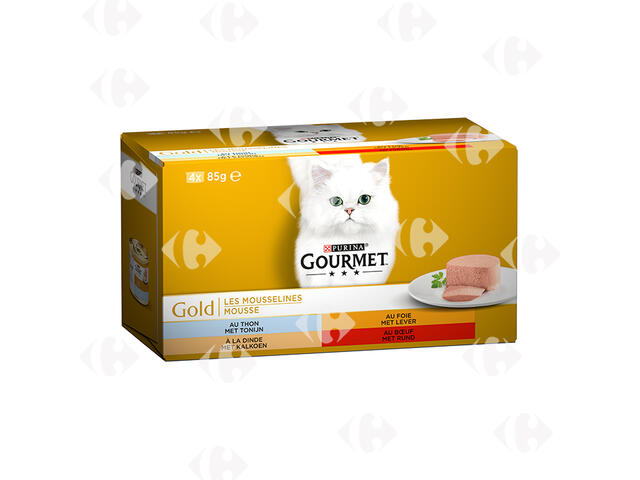 Mousselines pour Chats 4 Saveurs Gold Gourmet 4x85g