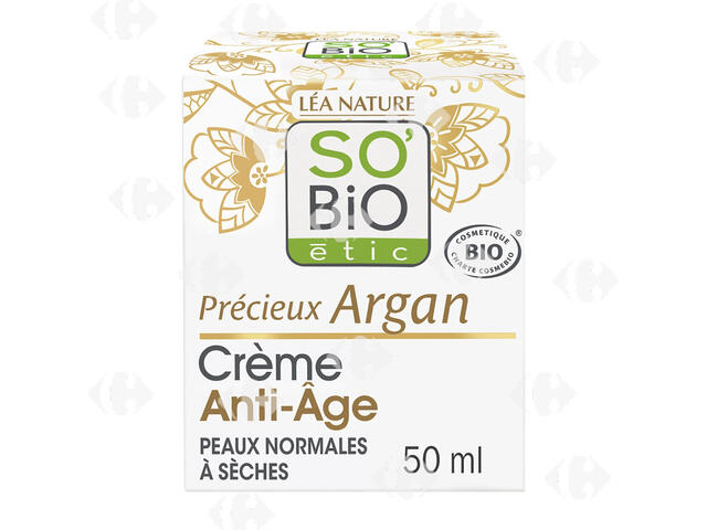 Crème Soin Anti-Âge Jour Précieux Argan Bio So'Bio 50ml.