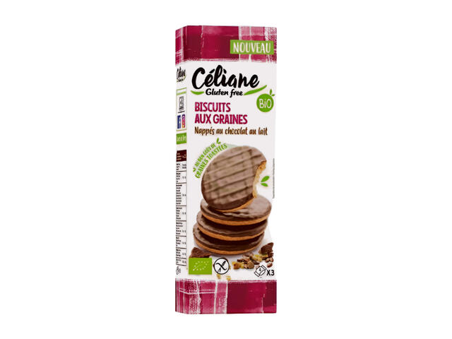 Biscuit Graines Choco Lait sans Gluten Celiane 150g.