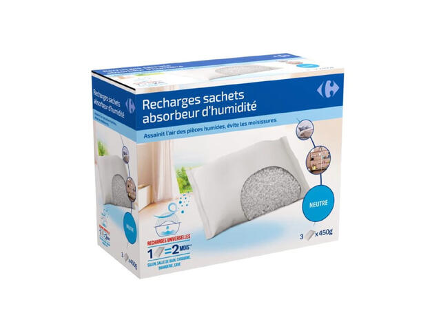 Recharges d'Absorbeur d'Humidité Carrefour 450g 3 unités.