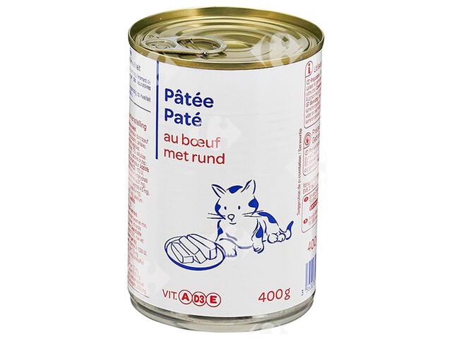 Pâté au Bœuf pour Chats Carrefour Blanc 400g.