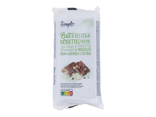 Tablette Chocolat Lait aux Noisettes Carrefour Blanc 100g