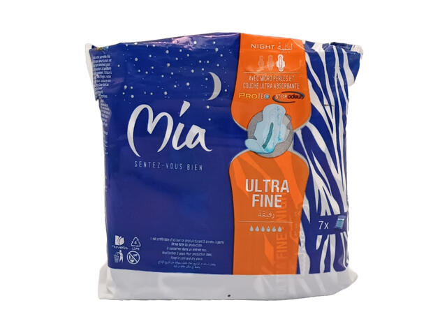 Serviettes Hygiéniques Ultra Fines Nuit Mia 7 unités