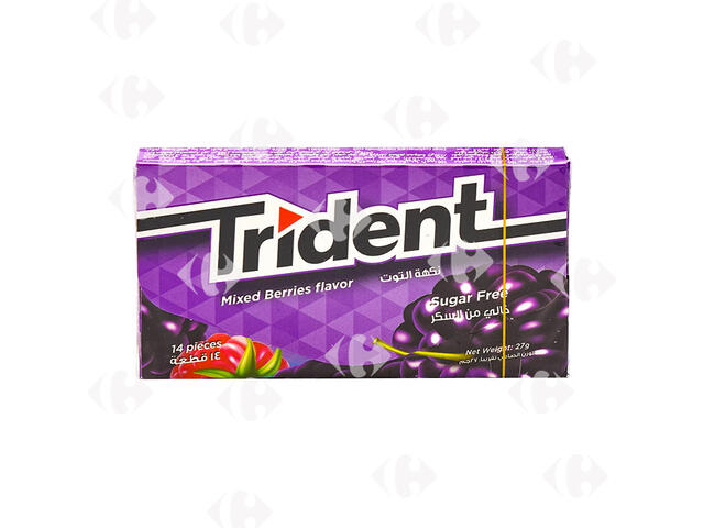 Chewing-Gum Fruits Rouges Mixés sans Sucres Trident 14 unités