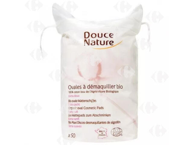 Ovales à Démaquiller en Coton Bio Douce Nature 50 unités.