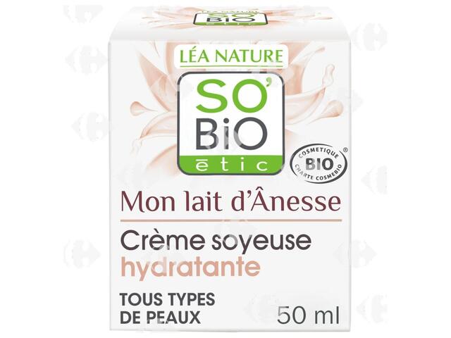 Crème Visage Hydratante mon Lait d'Ânesse Bio So'Bio 50ml