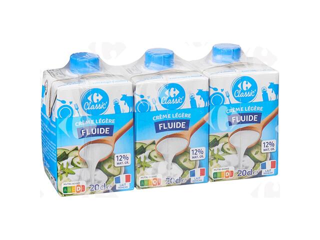 Crème UHT Fluide 12%Mg Carrefour 3x20cl
