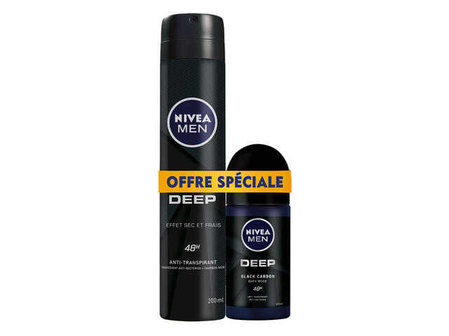 Lot Déodorant Spray + Roll-On Nivea Men Deep