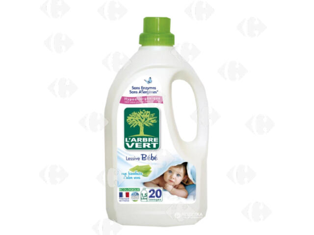 Lessive Liquide pour Bébé à l'Aloe Vera L'Arbre Vert 20x1,5L.