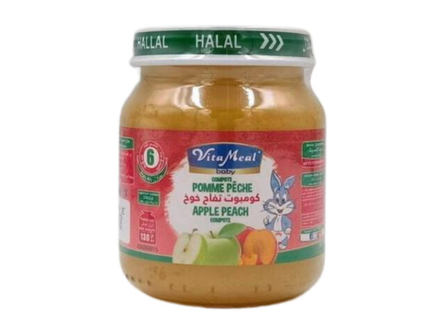 Compote de Fruits Pomme et Pêche sans Gluten ni Lactose Vitameal 130g