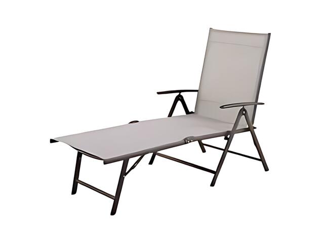 Bain de Soleil Transat Beige en acier Textiline 140x63x95cm