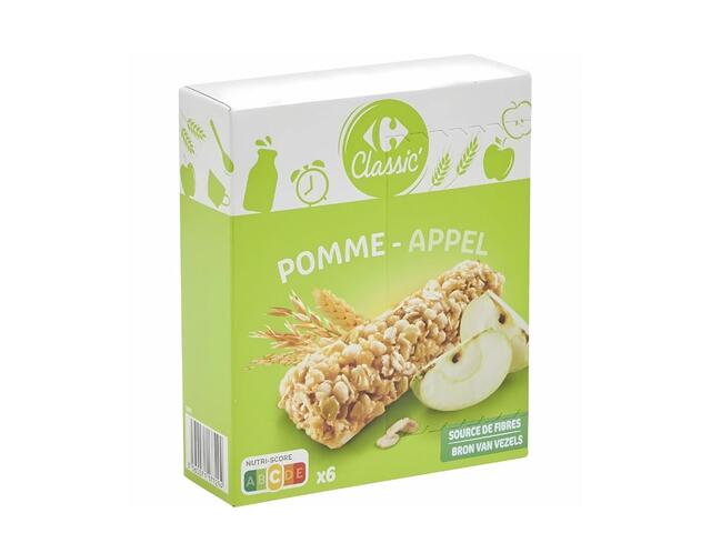 Barres de Céréales Saveur Pomme Verte Carrefour Classic 126g