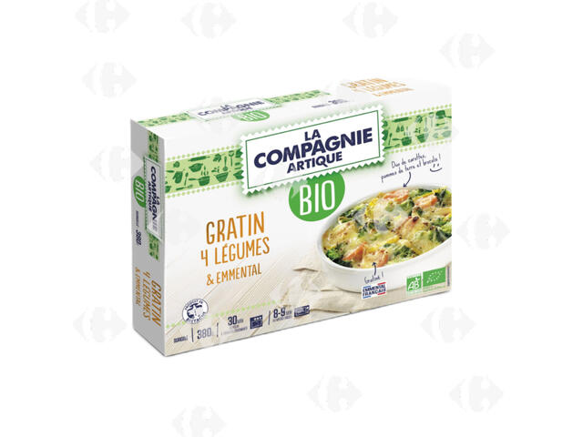 Plat Cuisiné Bio Gratin 4 Légumes Emmental La Compagnie Artique 380g.