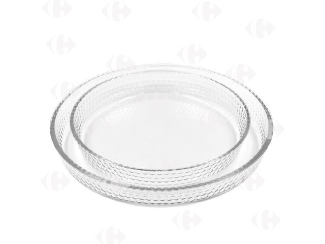 Set de 2 Plats à four Rectangulaire Rond en Verre 40x20cm