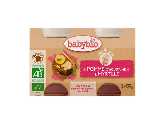 Petit Pot Pomme Myrtille Babybio 130g 2 unités