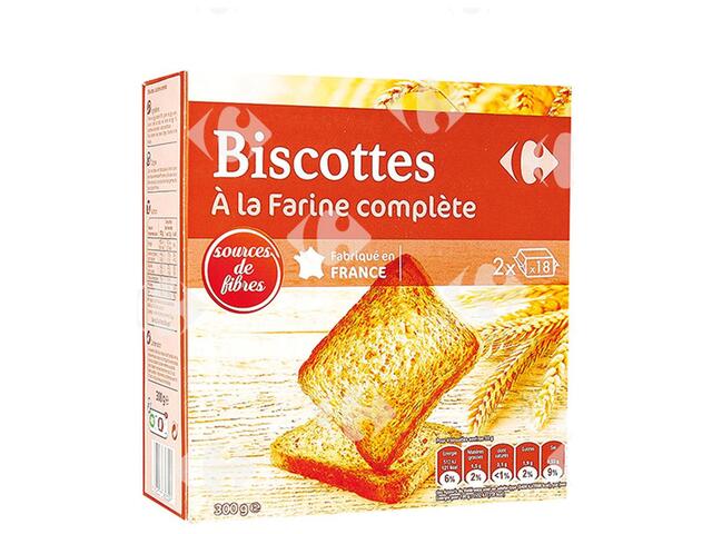 Biscottes à la Farine Complète Carrefour 300g