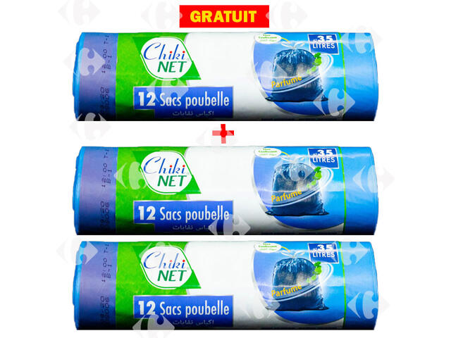 Lot de sacs Poubelle Parfumés Chikinet 35L 12 unités 2+1 Gratuit