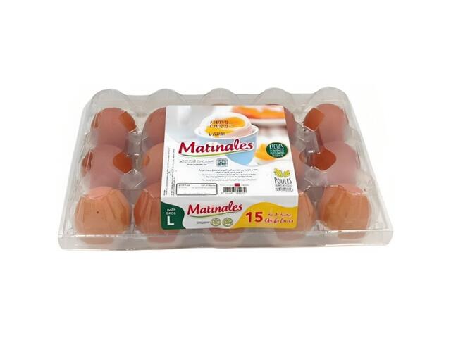Œufs Gros Calibre Matinales 15 unités.